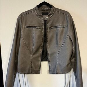 Leona Faux Leather Lace Up Jacket - Black